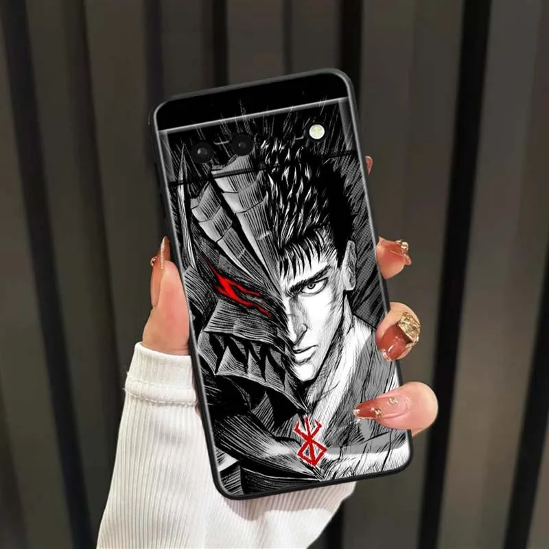 Funda de teléfono Anime b-bererk passion para Google Pixel 9a 9 8A 8 7 7A 6 6A Pro XL 2024 5G, funda de silicona TPU suave negra - imagen 3