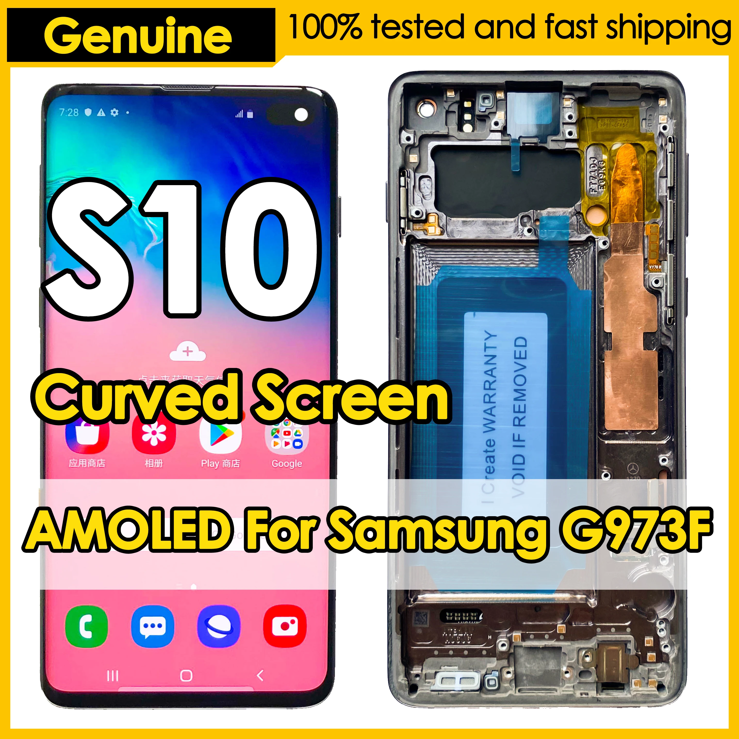 OEM Amoled 6,1 ''S10 LCD para SAMSUNG Galaxy S10 G973F/DS G973U G973 SM-G973 pantalla táctil curvada reemplazo del digitalizador de pantalla - imagen 2