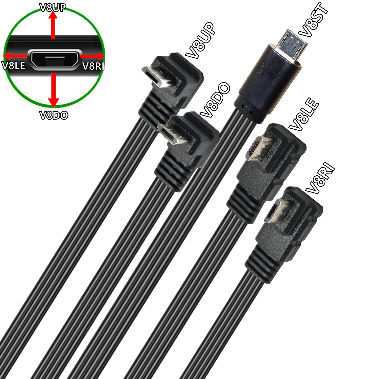 Oben, Unten, Enlaces, ángulo recto 90 °   USB Micro USB Stecker auf USB Stecker Kama Kabel 20cm 50cm Bamlette 5 pies 1m - imagen 4