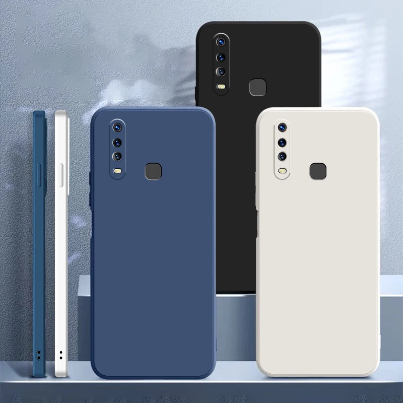 Funda de teléfono Original de lujo para VIVO Y3 Y3S Y12 Y15 Y17 U3X U10 2019, cubiertas de protección de cámara de silicona líquida cuadrada suave para parejas - imagen 3