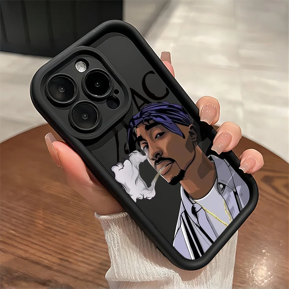 Funda de teléfono Rapero 2pac Singer Tupac para IPhone 16e 16 15 14 13 12 11 Pro Max Mini XR XS X 7 8 6 6s Plus, funda trasera suave de TPU - imagen 2