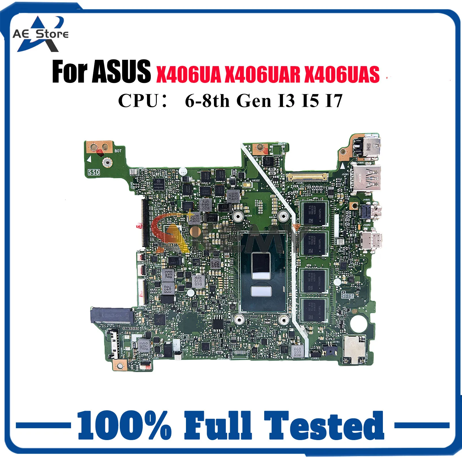 Placa base para ordenador portátil X406UA para ASUS VivoBook X406UA X406UAR V406U X406UAS K406U S406U X406U con CPU I3 I5 I7 pruebas OK