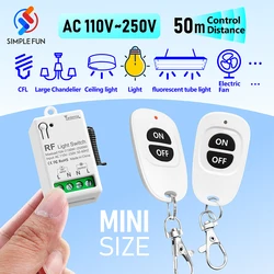 Interruptor de luz con Control remoto inalámbrico, 433Mhz, 220V, 230V, 110V, 10A, módulo de relé de tamaño Mini para Control remoto, lámpara LED para el hogar, ventilador
