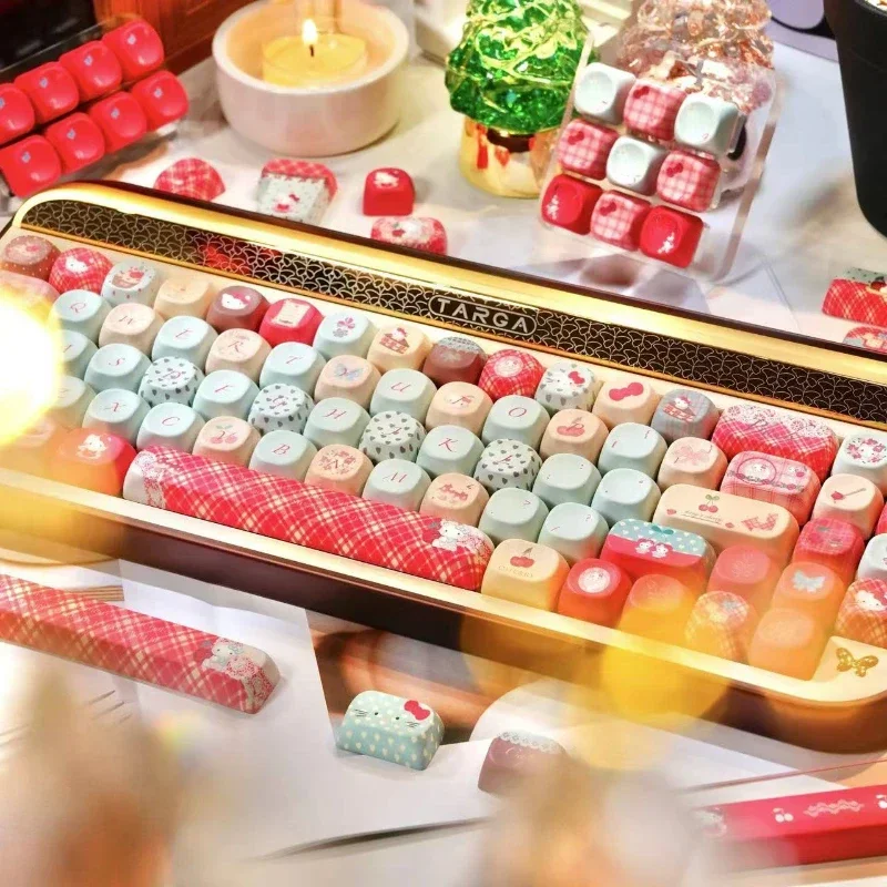 Teclas de regalo de Navidad sorpresa de fin de año, teclas personalizadas de perfil PBT Cherry/MOA, teclas de punto Amina de dibujos animados de gato bonito para jugadores - imagen 4