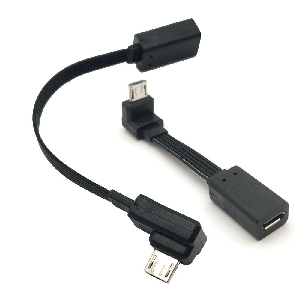 Adaptador de enchufe de extensión Micro USB 2,0 de 5 pines macho a hembra M a F, enchufe largo de 90 °, ángulo izquierdo y derecho, 5-100CM - imagen 4