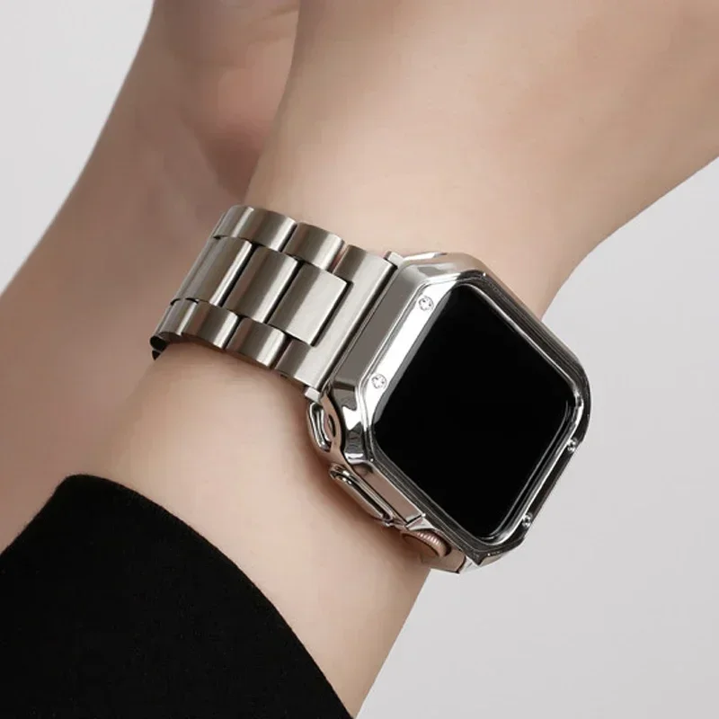 Correa de aleación de titanio de acero inoxidable para Apple Watch Band 44mm 45mm 49mm 41mm pulsera iwatch Series 6/7/8/9/Ultra 2 caja de reloj - imagen 5