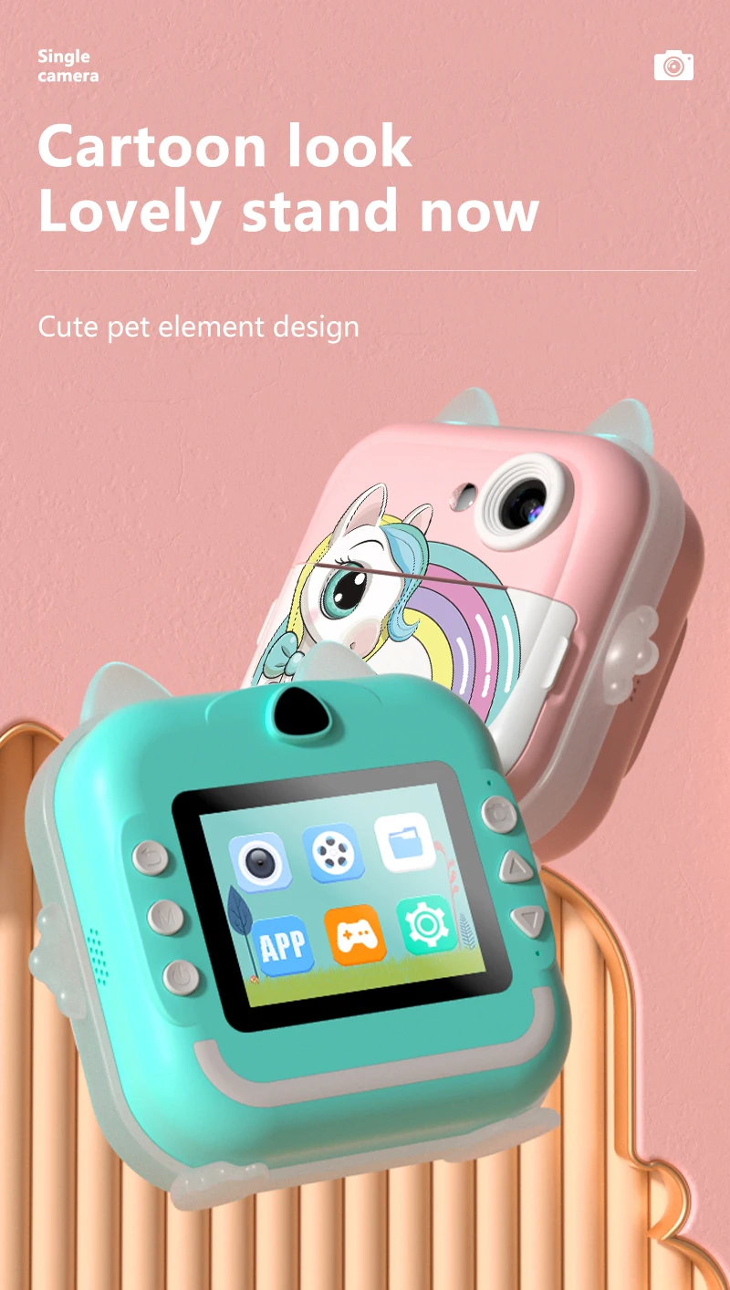 Nueva Mini cámara Digital para niños, pantalla de impresión instantánea, fotografía, vídeo, papel térmico, Bluetooth, HD, salida de puerta, regalos de cumpleaños para niños - imagen 2