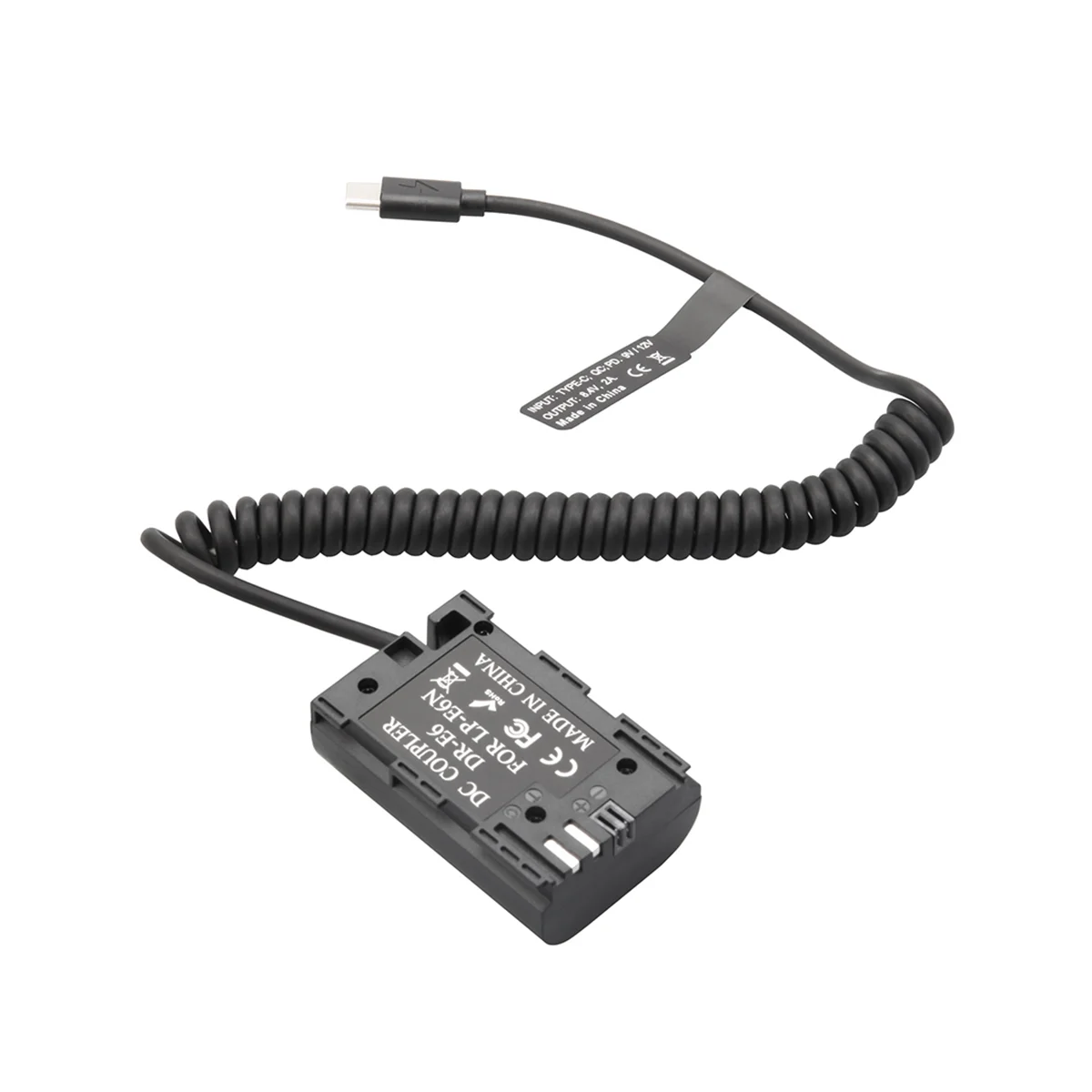 Acoplador simulado de batería de LP-E6, Cable de resorte tipo C para Canon 5D2, 5D3, 5D4, 6D, 6D2, 60D, 7D, 7D2, 70D, 80D, 90D, 5DSR R, R5, R6 - imagen 5