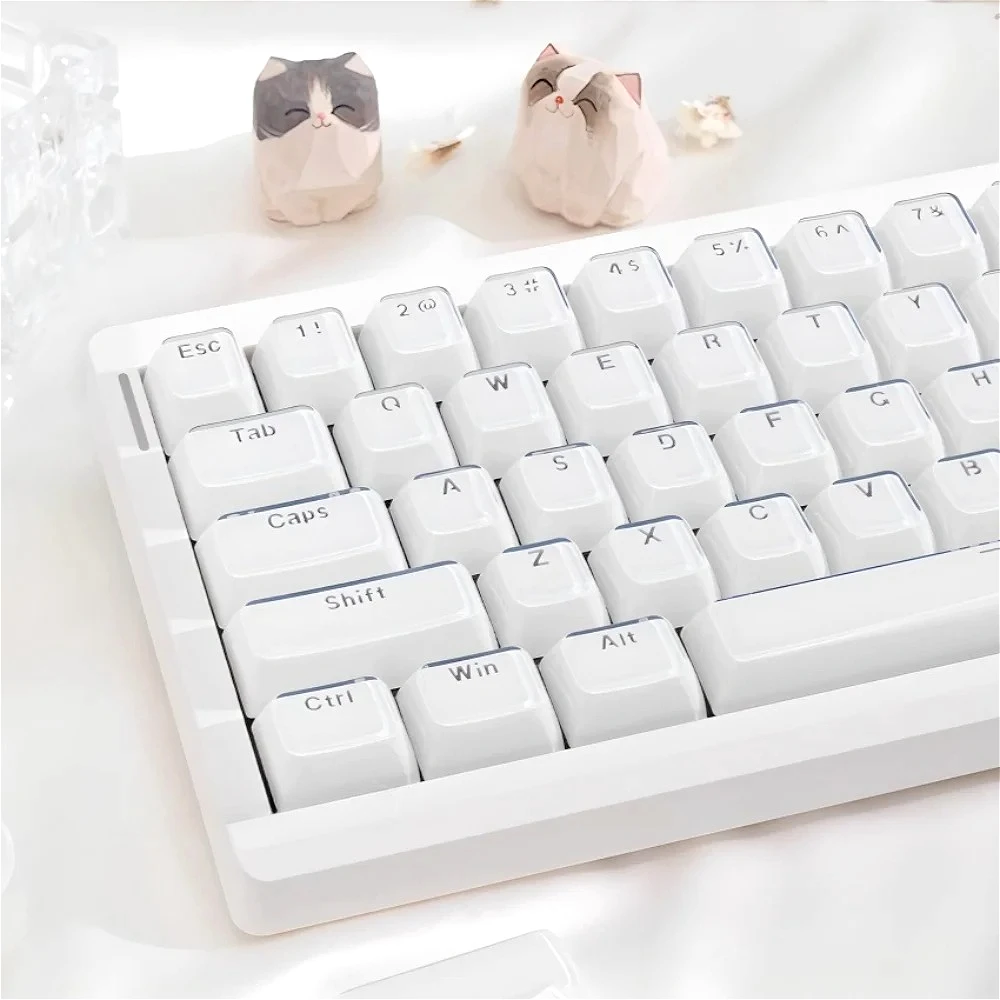 Teclas transparentes de cristal de 135 teclas, configuración PBT + PC MDA, teclas rosa y blancas compatibles con teclado mecánico Cherry MX