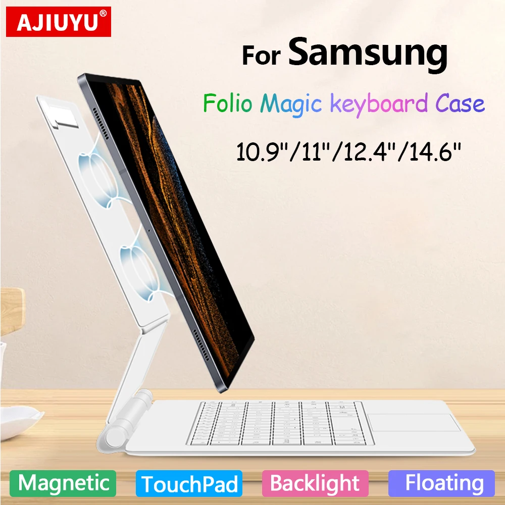 Teclado mágico para Samsung Galaxy Tab S7 S8 S9 S10 FE 10,9 11 "S7FE S9 FE + Plus S10 + 12,4 S8/S9/S10 Ultra funda inteligente de 14,6 pulgadas