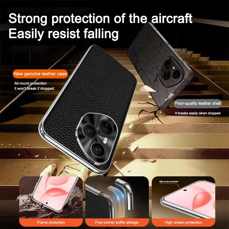 Para Huawei Honor 400 Pro funda de lujo de cuero Lichee funda protectora trasera para Honor 400 400Pro versión Global Shell - imagen 5