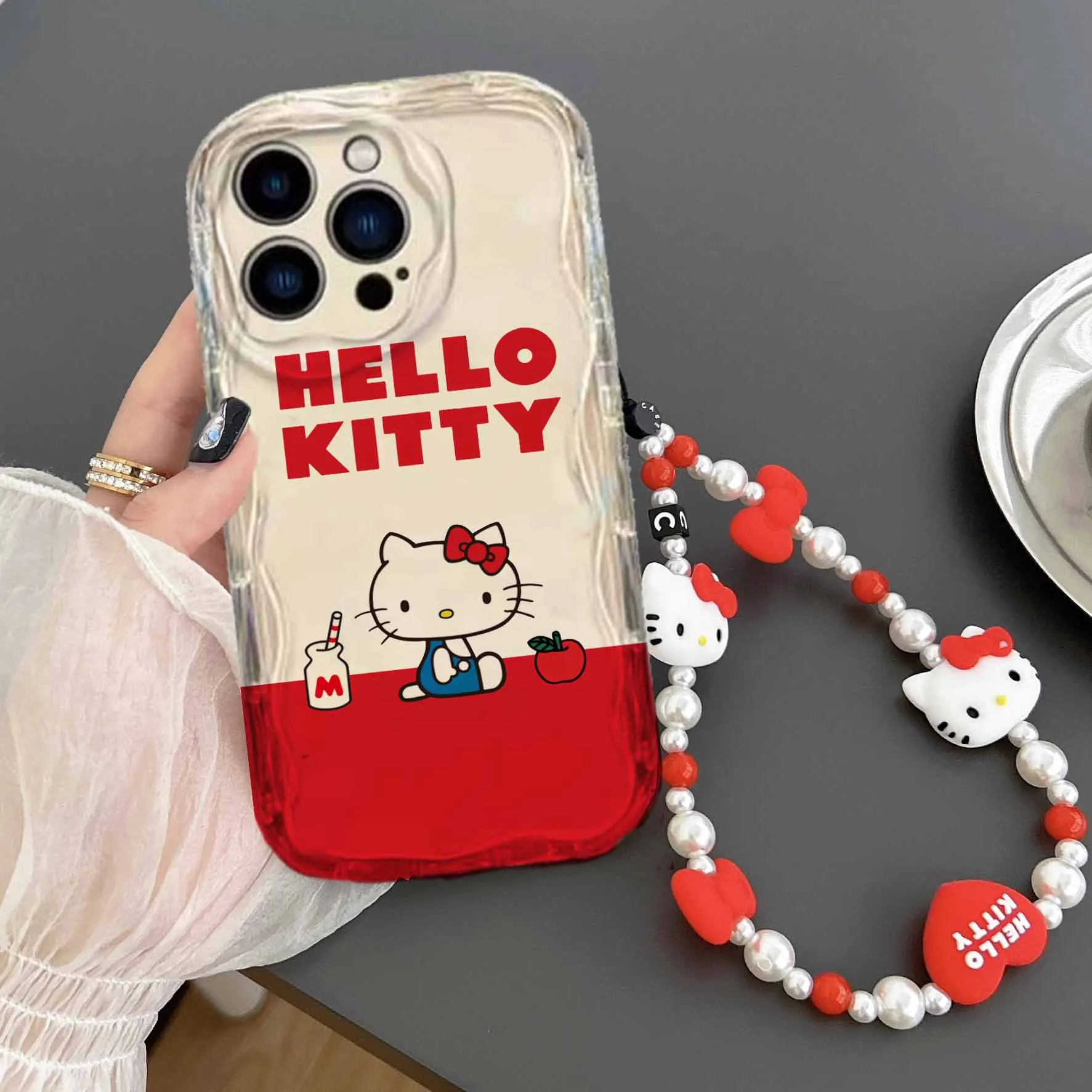 Kawaii Hello Kitty Pendant Chain Case For Xiaomi Redmi Note 14 13 12 Pro 4G 5G 11 10 9 Plus Redmi A5 12 14C 13C Cover Silicone A - imagen 4