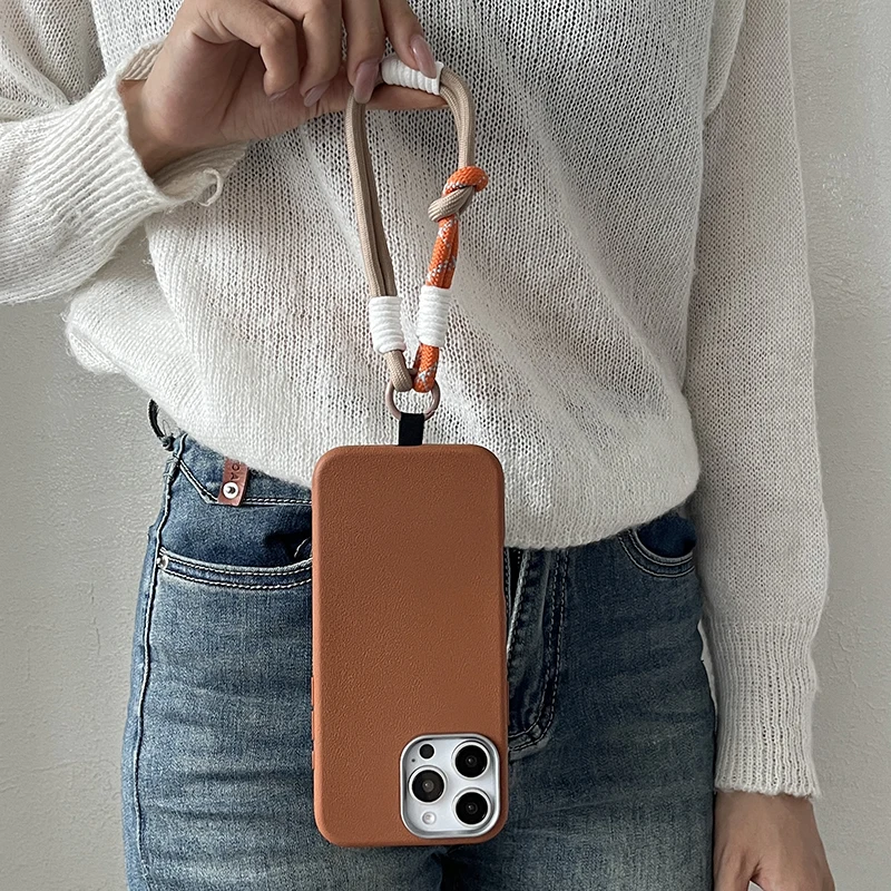 Funda de teléfono de cuero mate de lujo con cordón, cubierta protectora de lente para iPhone 16, 15, 14 Plus, 13, 12, 11 Pro Max, X, XS Max, XR, 7, 8, SE2 - imagen 5