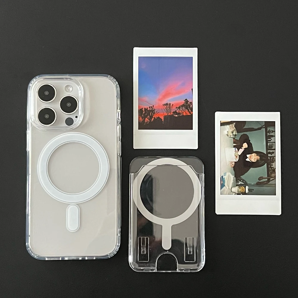 Bolsa para tarjetas fotográficas magnética de acrílico transparente para iPhone 16, 13, 12, 11, 14, 15 17 Pro Max Air Plus Magsafe, funda tipo billetera, accesorio para teléfono - imagen 3