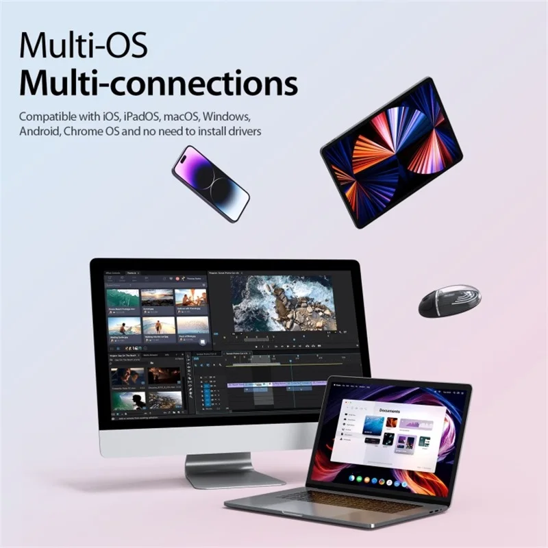 Ratón inalámbrico de modo Dual con Bluetooth, 2,4G, retroiluminación transparente, silencioso, recargable, uso en oficina, amplia compatibilidad, peso ligero - imagen 5