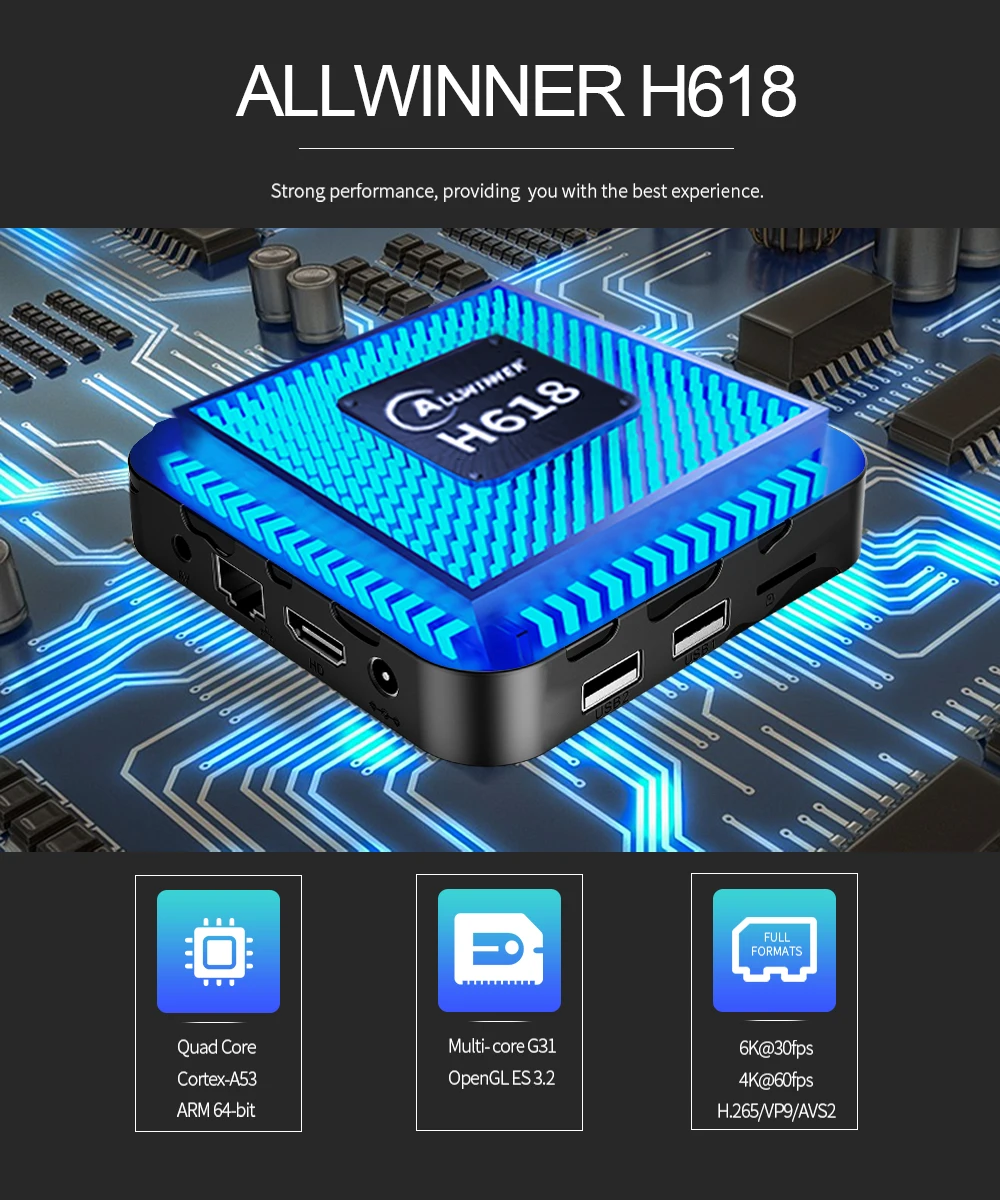 Caja de TV inteligente T95 MAX H618, Android 12 H618 Quadcore 6K HD 2,4G y 5G, Wifi Dual, 2GB, 16GB, decodificador, 1GB, 8GB, reproductor multimedia, caja rápida - imagen 3