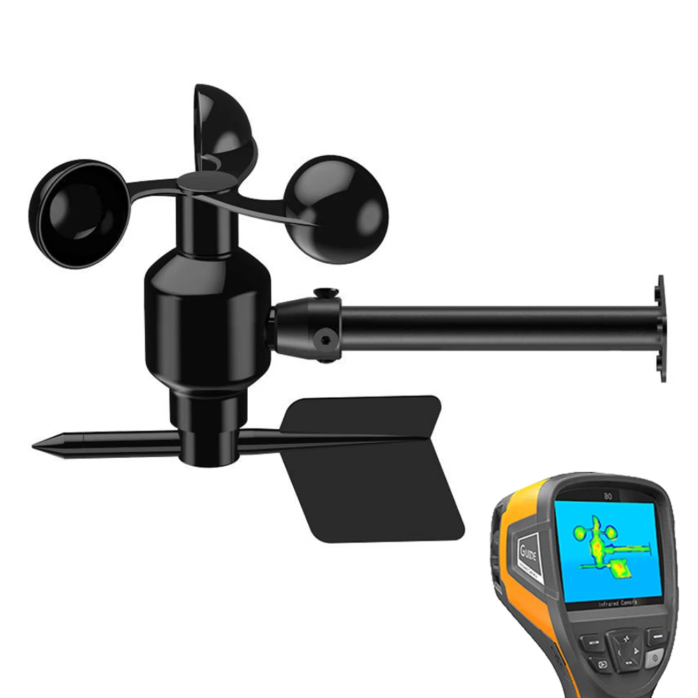 Velocidad del viento de aleación de aluminio 0-60 m/s Sensor de dirección del viento de 360 grados con función de calefacción instrumento de medición de estación meteorológica - imagen 2