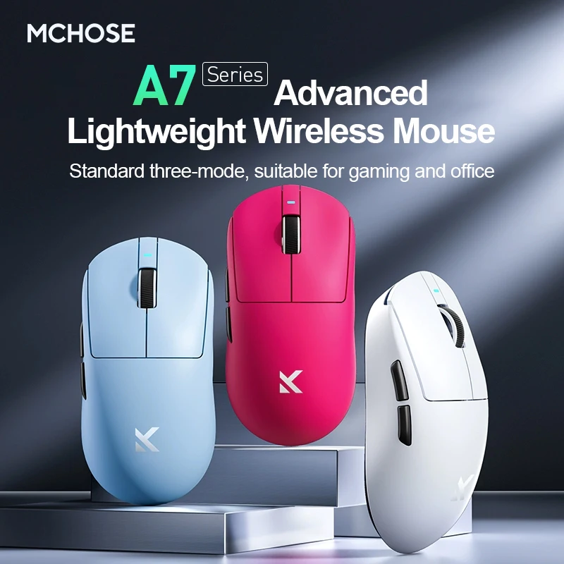 MCHOSE A7 Pro ratón inalámbrico para juegos de deportes electrónicos Bluetooth recargable PAW3395 ratón inalámbrico ergonómico ligero 2,4G - imagen 2