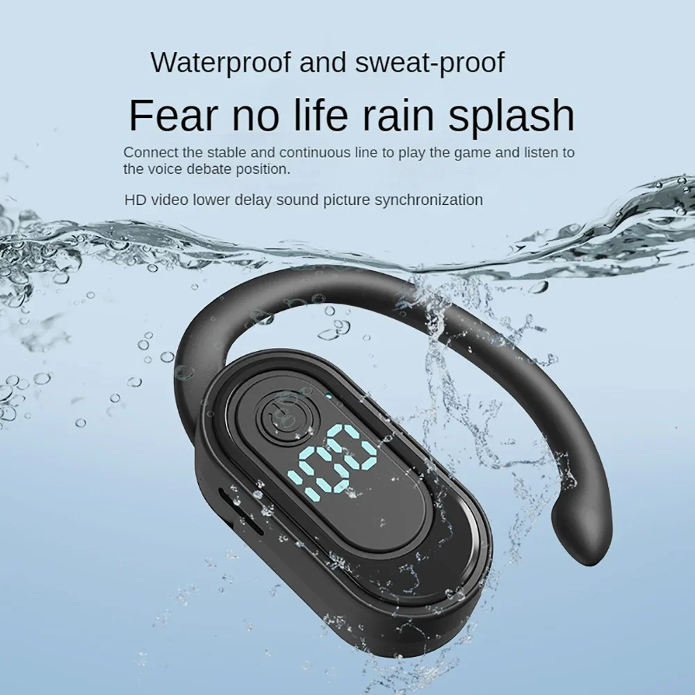 Gancho para la oreja auriculares inalámbricos Bluetooth 5,4 auriculares estéreo HiFi con reducción de ruido auriculares impermeables para Huawei iPhone - imagen 2