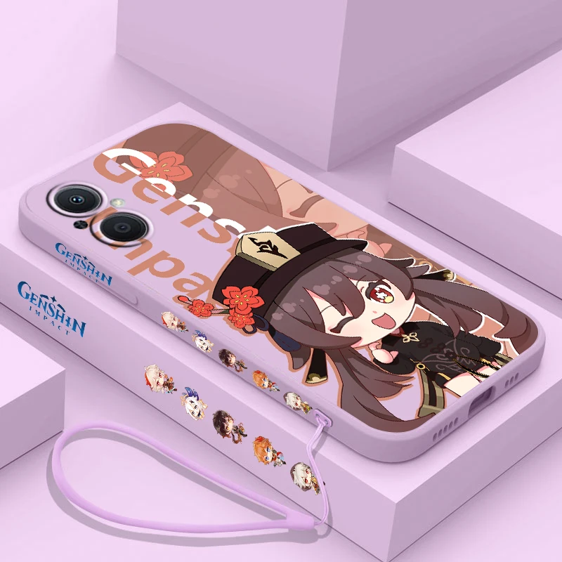 Funda de teléfono Genshin Impact Nahida HUTAO para OPPO Find X5 X3 X2 Lite Pro Neo A5 A53 A94 4G 5G Liquid Left Rope Soft Cover - imagen 5