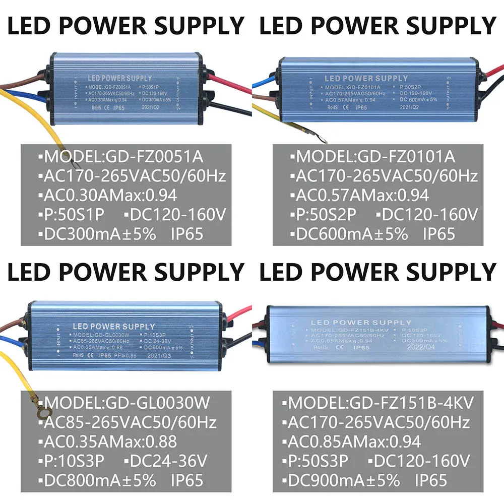 Controlador LED de 30W 50W 100W 150W 300mA 600mA 900mA para fuente de alimentación LED transformadores de iluminación de Control de voltaje de corriente constante - imagen 5