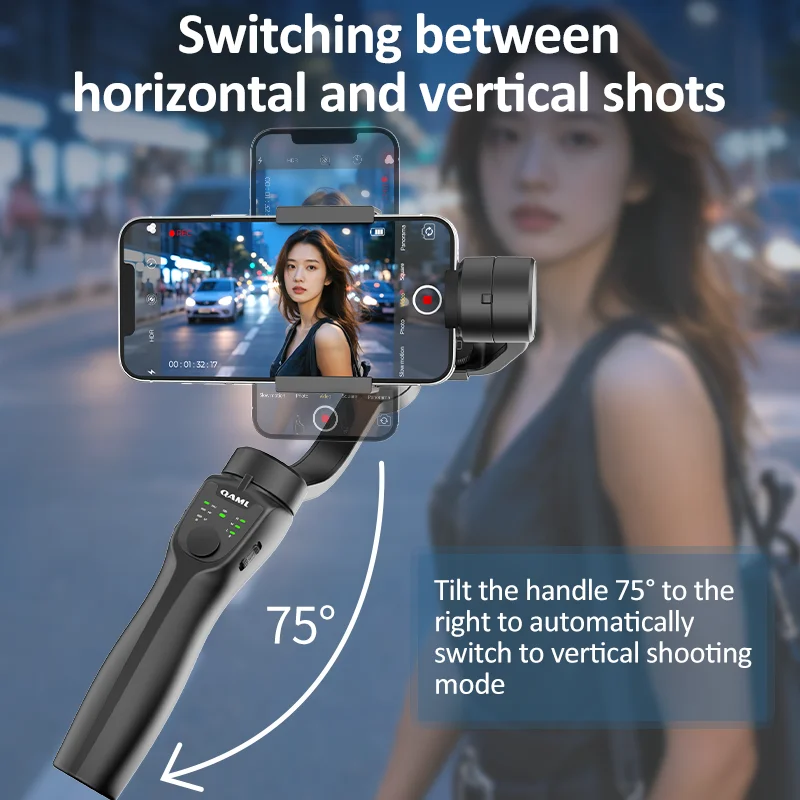 QAML F8 2025 cardán para teléfono de 3 ejes, antivibración, control remoto inalámbrico, carga USB-C, compatible con iPhone/Xiaomi/cámaras de acción, negro compacto. - imagen 5