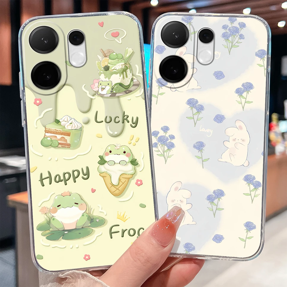 Para Vivo V60 V50 Lite V50E Funda de teléfono encantador dibujos animados suave TPU transparente silicona parachoques para Vivo V 60 V 50 Funda ligera
