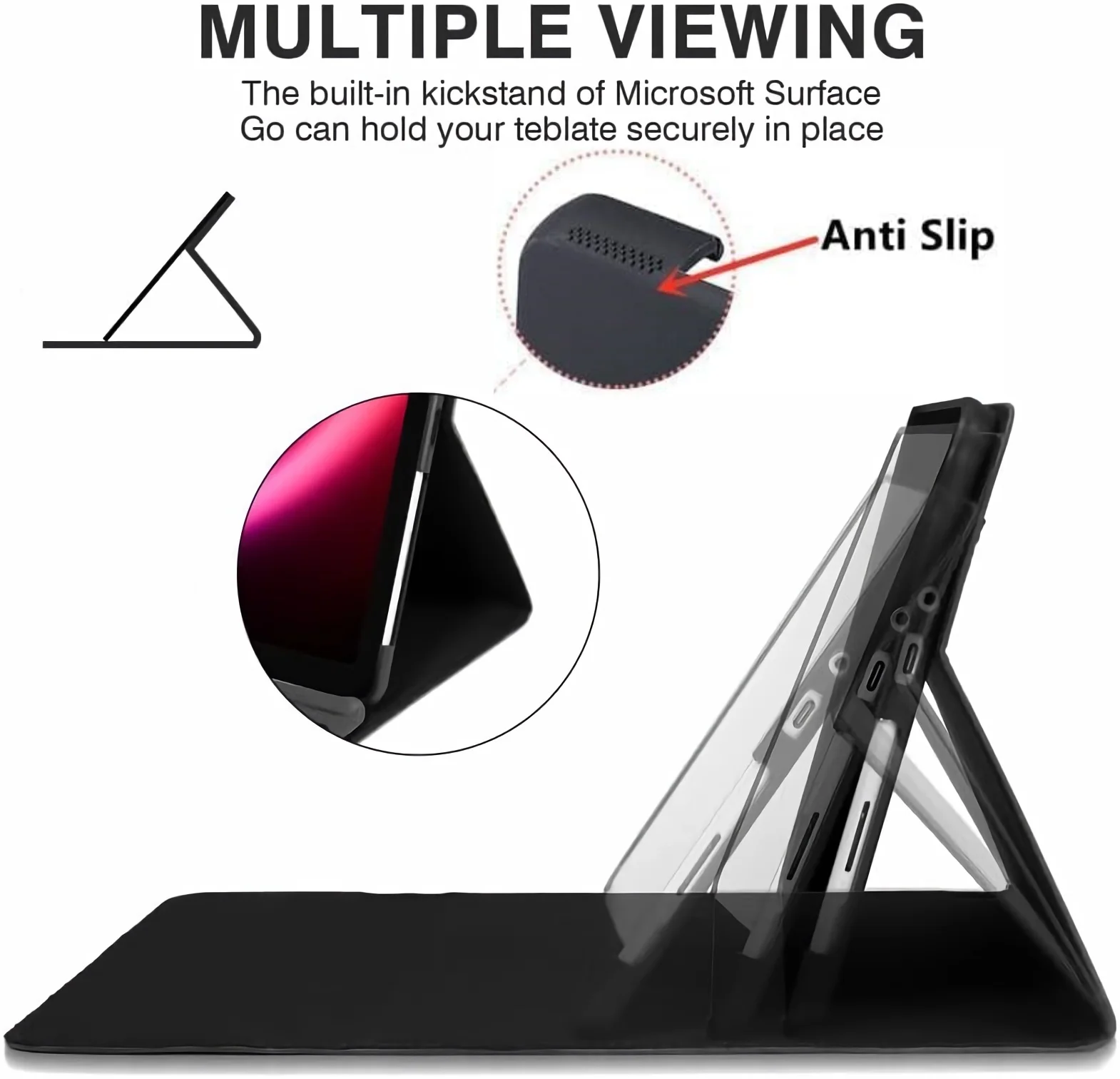 Funda de negocios para Microsoft Surface Go 4 3 2, funda para tableta de 10,5 ", soporte multiángulo, carcasa de Tpu para Surface Go, fundas de cuero Pu - imagen 3