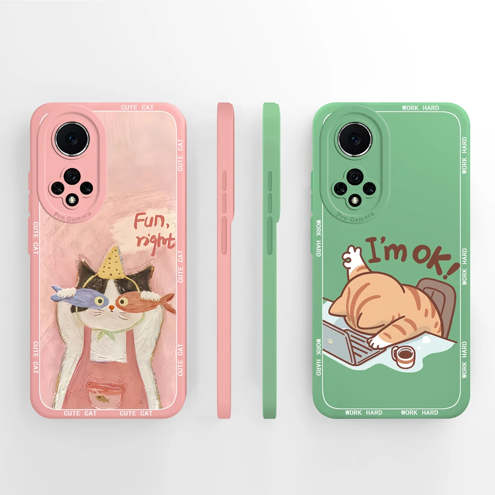 Para Honor 50 Pro Lite 50 SE Funda de teléfono encantador gato dibujos animados suave silicona líquida carcasa de alta calidad para Honor50 Funda anticaída