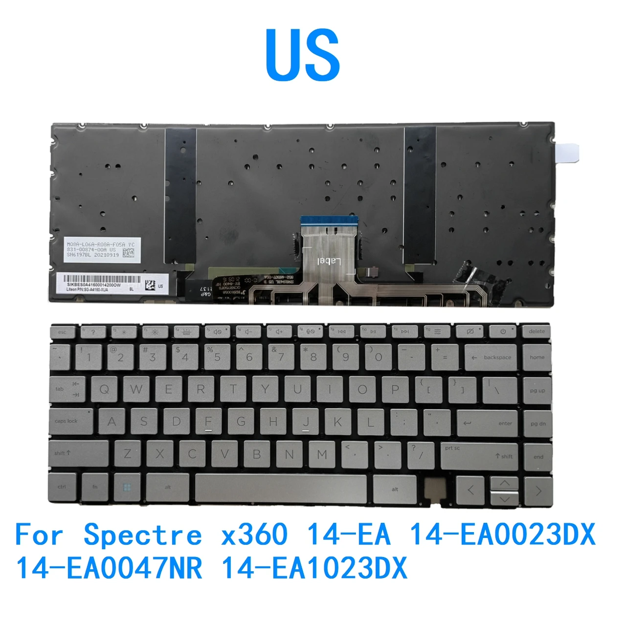 Nuevo teclado retroiluminado en idioma estadounidense para HP Spectre x360 14-EA 14-EA0023DX 14-EA0047NR 14-EA1023DX teclado de repuesto para Notebook
