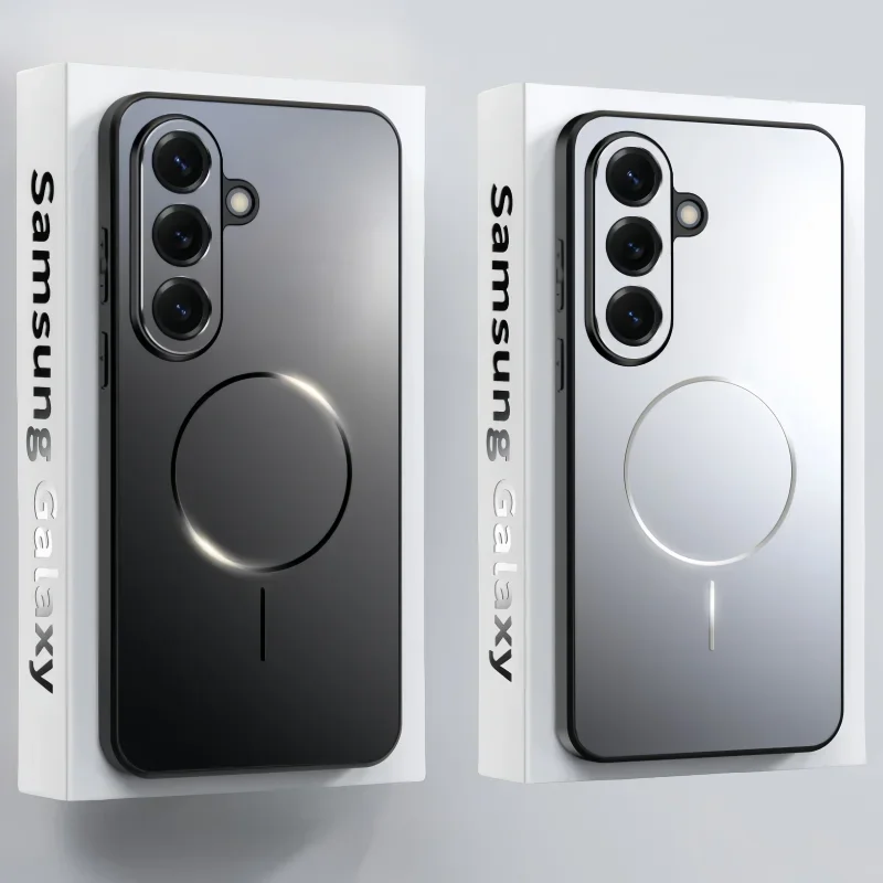 Para Magsafe funda de teléfono magnética para Samsung S25 Ultra S24 S23 Plus mate PC + TPU cubierta protectora a prueba de golpes para Galaxy S25 + - imagen 2