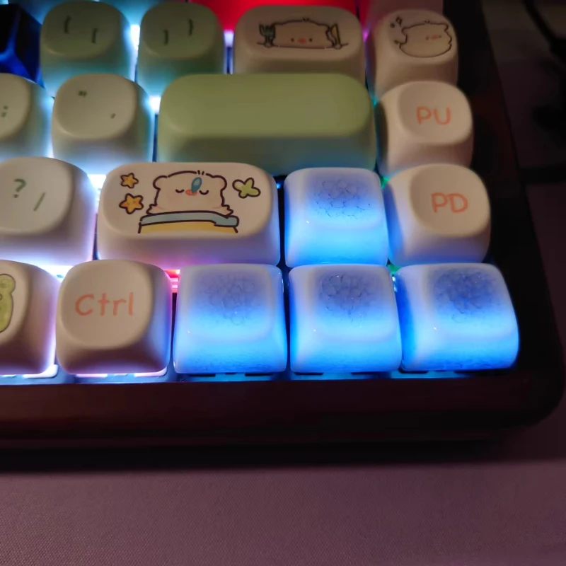Teclas de cerámica personalizadas con grietas de hielo, 1U, transparente, punto de perfil QCA, bonito diseño Original artesanal de varios colores WASD
