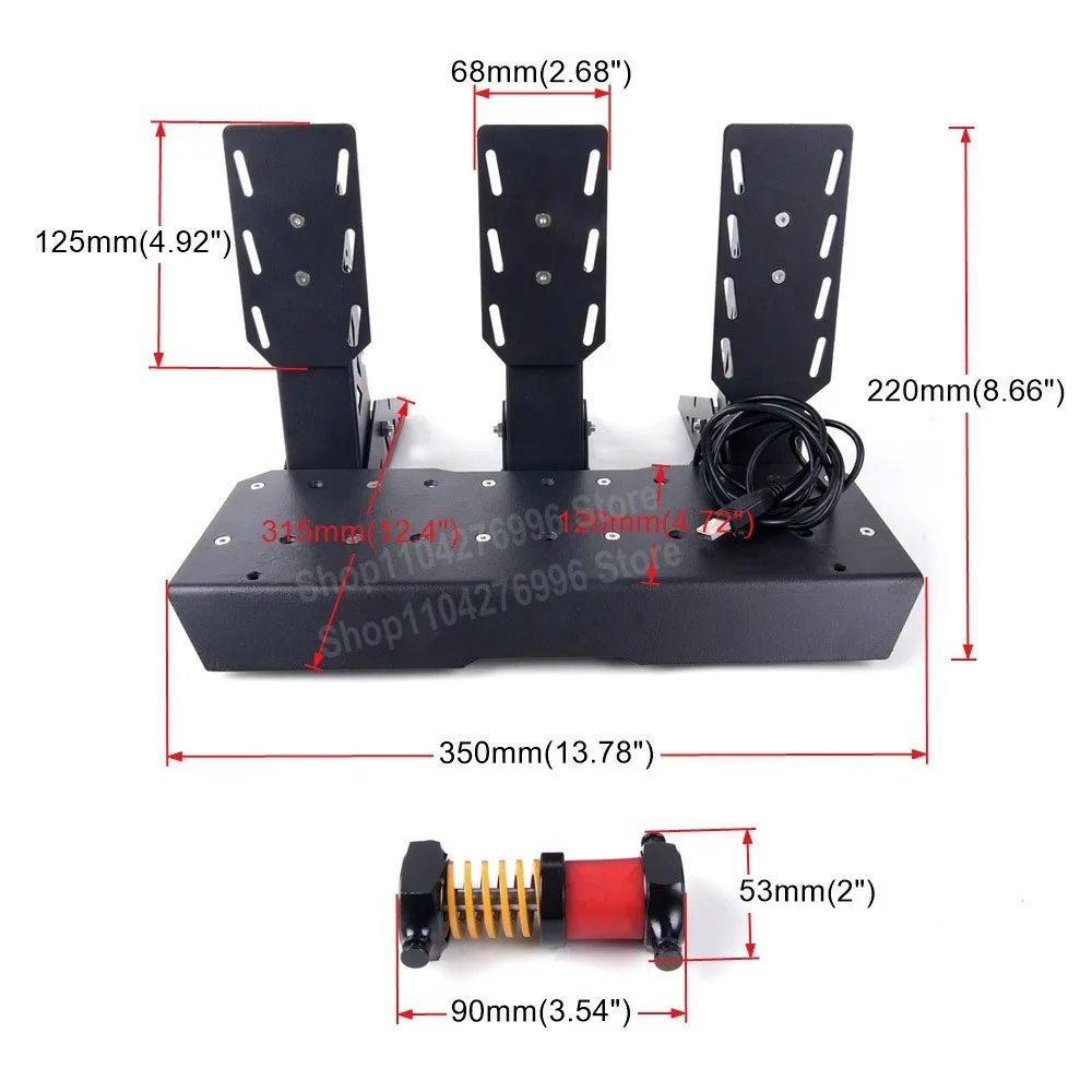 Simulador de carreras PC USB Huo Sensor Pedal SRP Lite juegos de carreras tres pedales para Logitech G29/G27/G25 T300 T500 RS - imagen 3