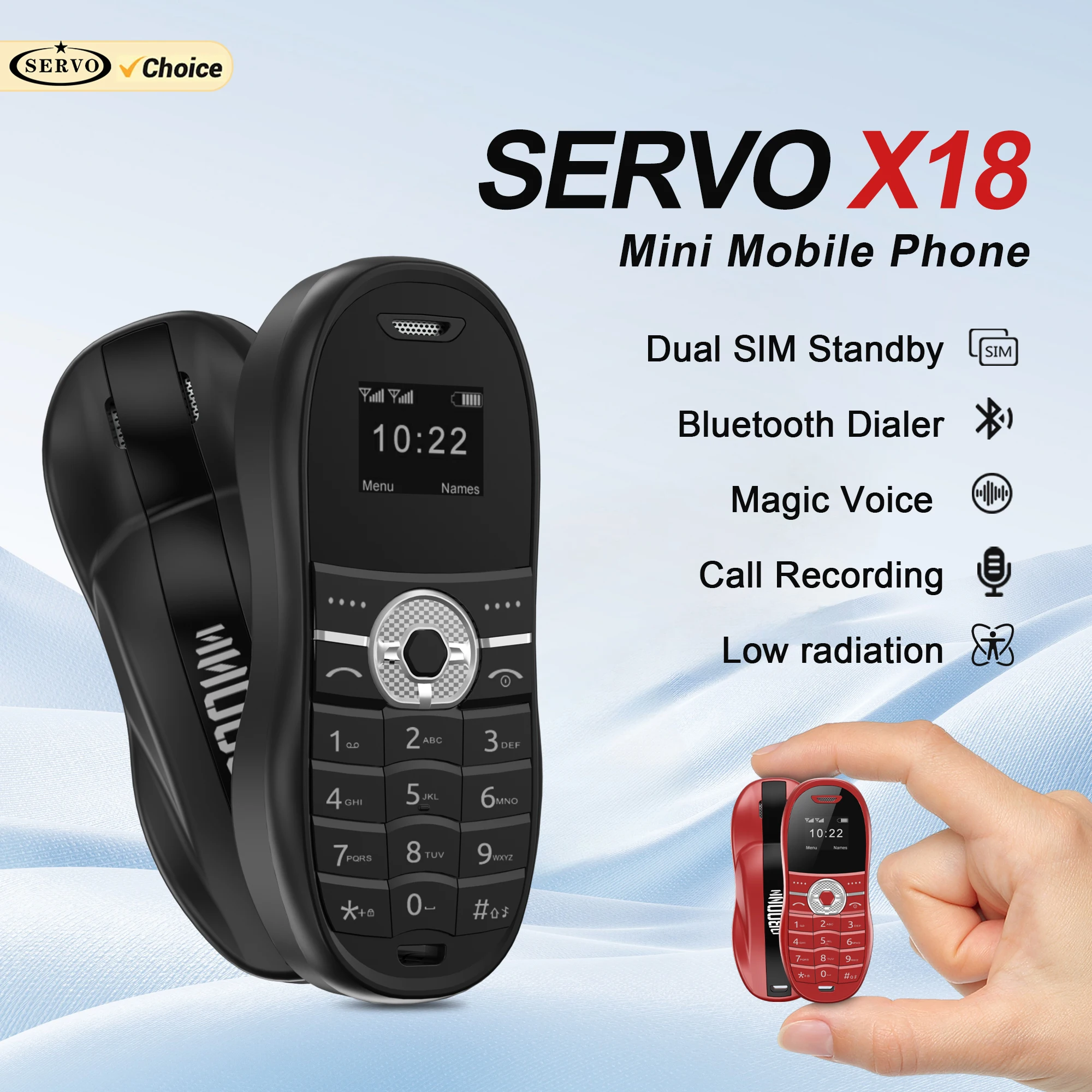 SERVO X18 estilo de coche Mini teléfono móvil voz mágica lista negra grabación de llamadas Bluetooth Dial 2G teléfono móvil súper pequeño 2 SIM en espera