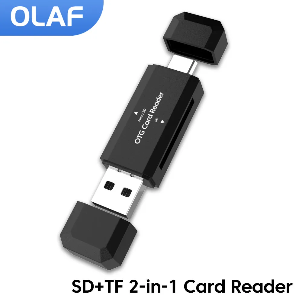 Lector de tarjetas SD TF tipo C 2 en 1 USB 2,0 adaptador de unidad Flash Micro USB lector de tarjetas multifuncional de transferencia de alta velocidad para PC - imagen 2