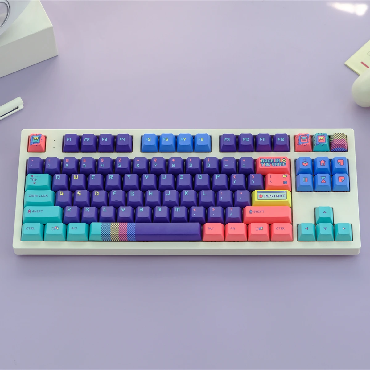 129 teclas GMK Back In The Game Keycaps Cherry Profile PBT tinte sublimación Gameboy Keycap para MX Switch 61/64/68/75/87/104/980