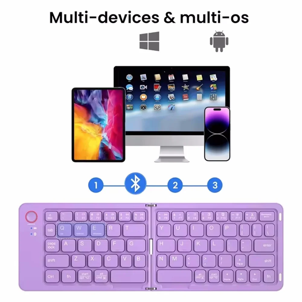 Teclado plegable Bluetooth portátil para tableta IOS/Android/Windows, teléfono móvil, Mini teclado portátil, accesorios de ordenador - imagen 5