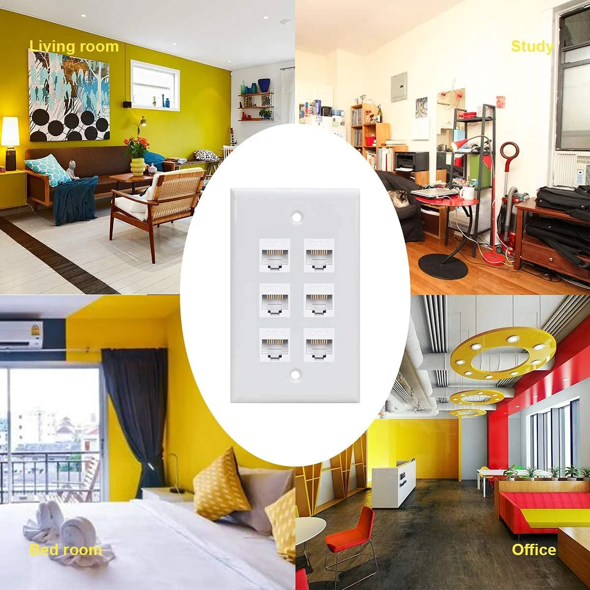 Placa de pared Ethernet ZOERAX Cat6, placa de pared Ethernet hembra-hembra extraíble Compatible con dispositivos Ethernet Cat6/5/5e -Azul - imagen 5