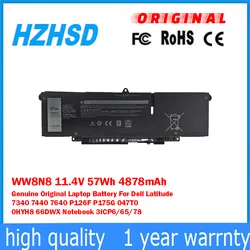 WW8N8 11,4 V 57Wh 4878mAh batería Original genuina para ordenador portátil Dell Latitude 7340 7440 7640 P126F P175G 047T0 0HYH8 66DWX Notebook