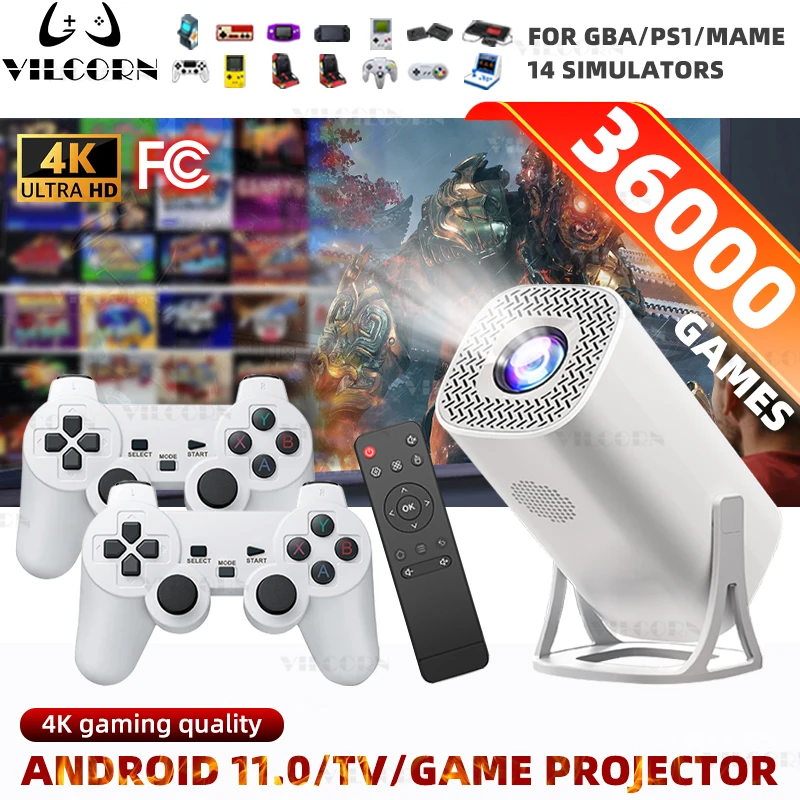 Proyector de juegos S40MAX Android 11, controlador inalámbrico de cine en casa, WIFI Dual 1280*720P para MirrorCast/Youtube/Disney + - imagen 2