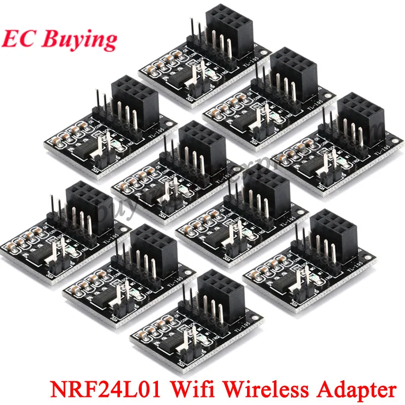 Módulo adaptador inalámbrico Wifi NRF24L01, placa adaptadora de enchufe de 3,3 V para 8 pines para coche Robot arduino, Cable 24L01, 10 Uds./1 Uds.