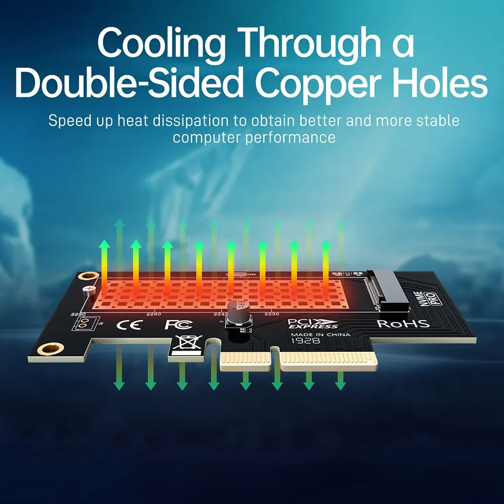 JEYI-adaptador M.2 NVME SSD a PCIe 4,0 3,0, tarjeta de expansión PCIe 4,0 X4 SSD de 64Gbps para PC de escritorio, PCI-E GEN4 GEN3, velocidad completa SK4 - imagen 5