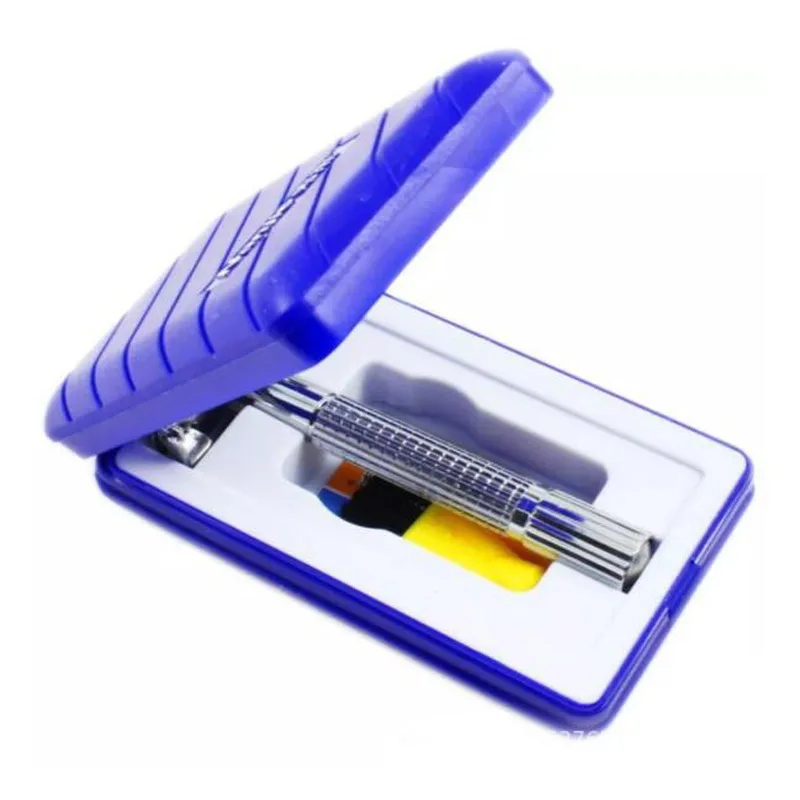 Maquinilla de afeitar clásica 2 en 1 para hombre, maquinilla de afeitar Manual de doble filo, cuchilla de depilación, recortadora de barba, afeitadora con estuche de espejo de viaje NJ-997 - imagen 3