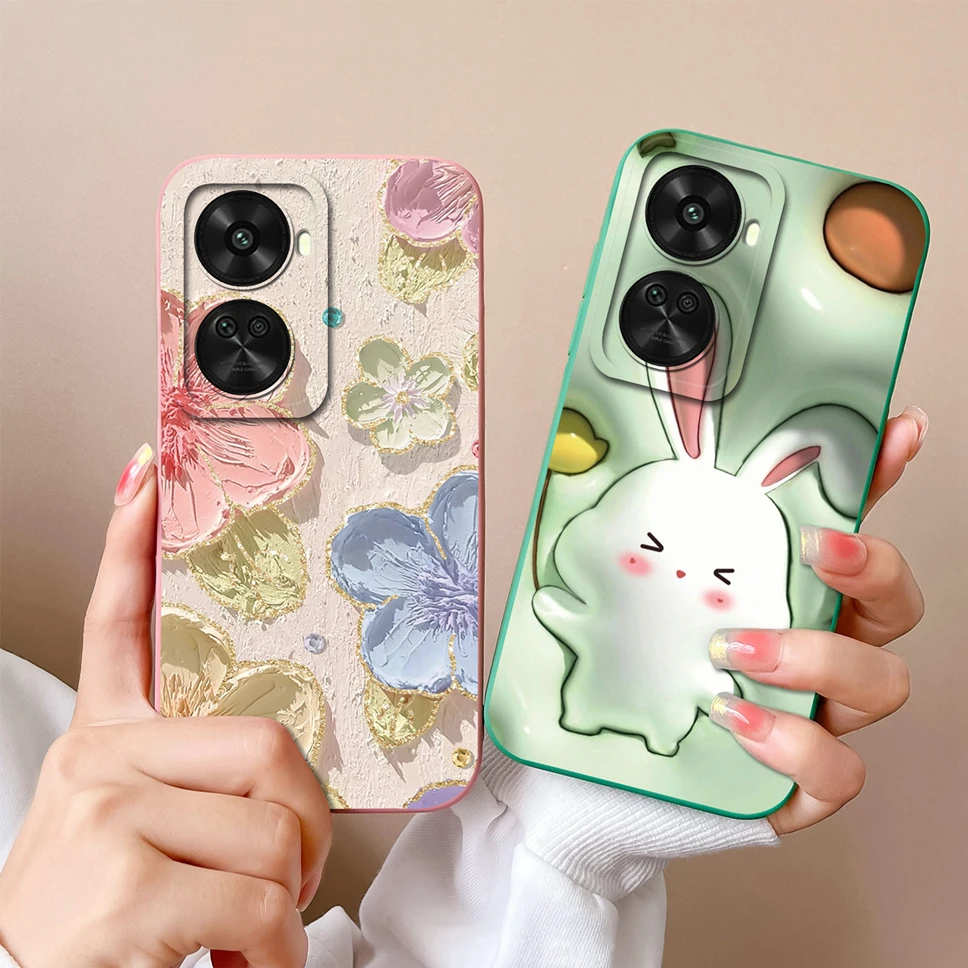 Funda de teléfono con patrón de dibujos animados de conejo para Huawei Nova 11SE 12SE, silicona líquida suave, cubierta trasera de protección Premium