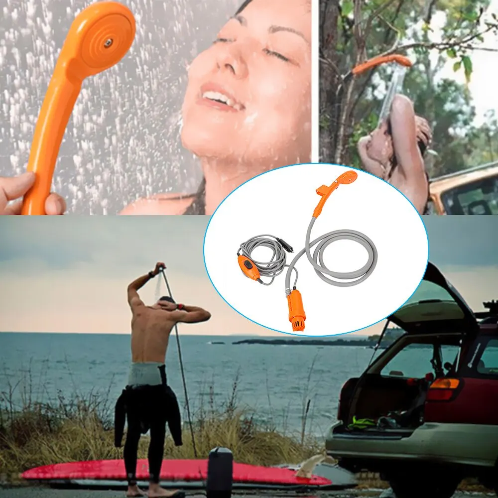 Herramienta de limpieza, ducha portátil para coche, lavadora de coche de 12V CC, ducha de viaje para acampar al aire libre con encendedor de cigarrillos, accesorios de lavado de coches - imagen 3