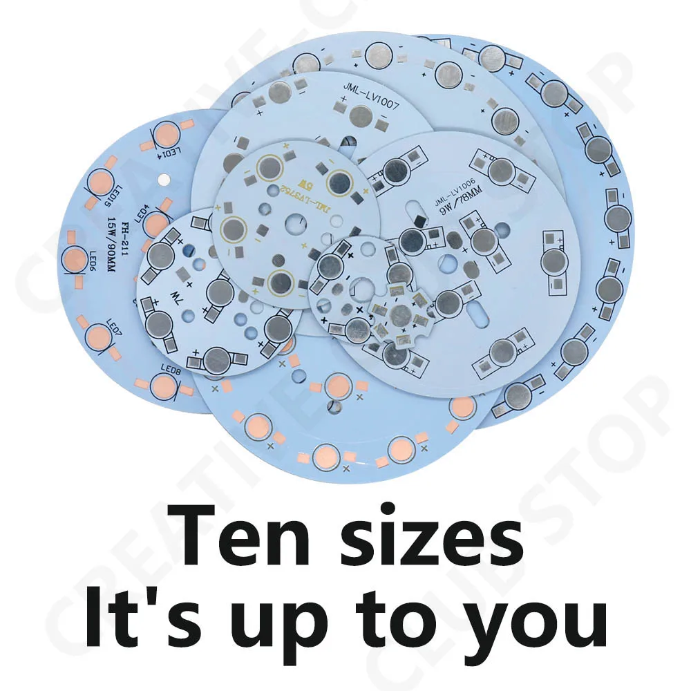 10 Uds. Placa LED PCB placa Base redonda de aluminio disipador de calor 9W 12W 15W 18W 21W 24W sustrato disipador de calor de refrigeración para cuentas de lámpara LED DIY - imagen 3