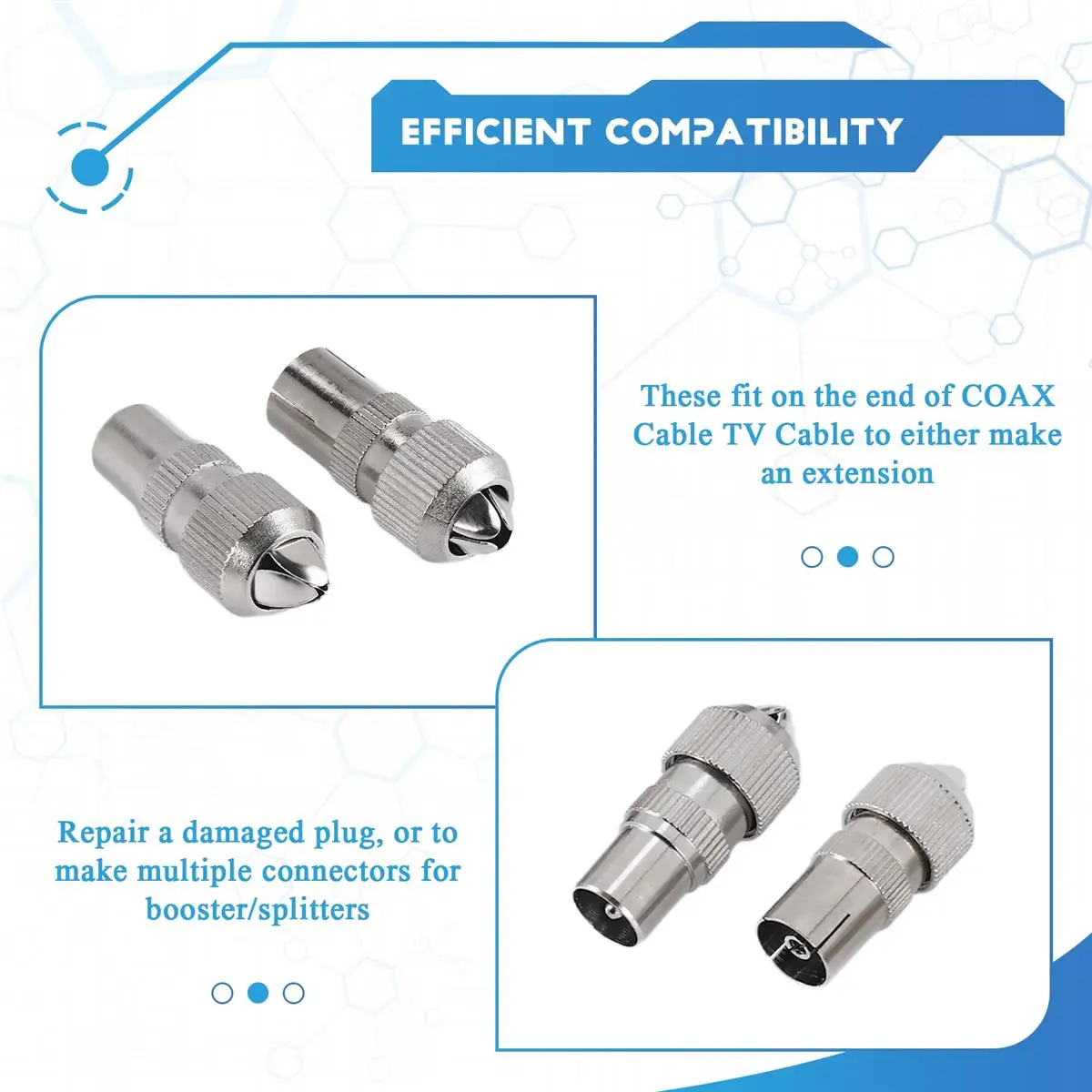 Conector RF de bambú 9,5, antena de Metal niquelado, Cable de enchufe macho o hembra para TV, enchufe de Cable de vídeo Rf para TV