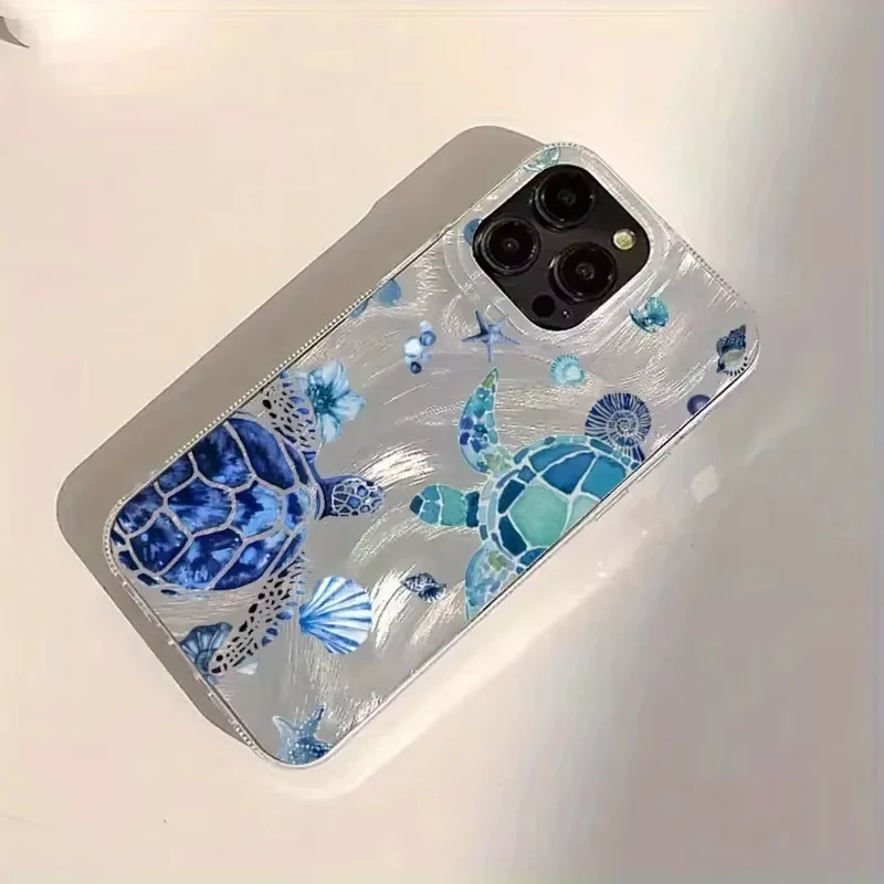 Funda de teléfono a prueba de golpes para iPhone 16E 16 15 14 Plus 13 12 11 Pro Max X XS XR XS Max 8 7 SE 2022, funda con diseño de patrón de tortuga fresca - imagen 3