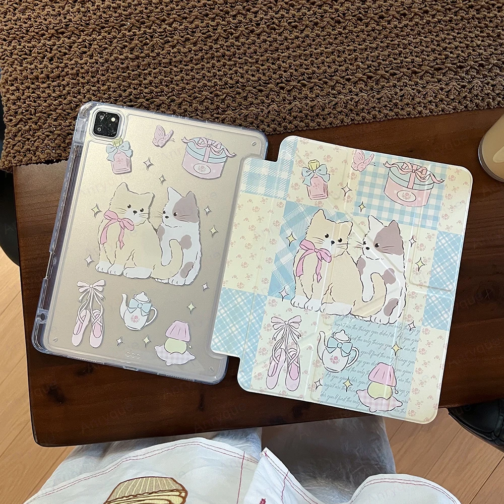 Funda bonita de gato de dibujos animados para iPad A16 11th 2025 Pad 10 10th Generation 2024 Pro 11 Air 11 "Air 5 4 cubierta de 10,9 pulgadas con portalápices - imagen 2