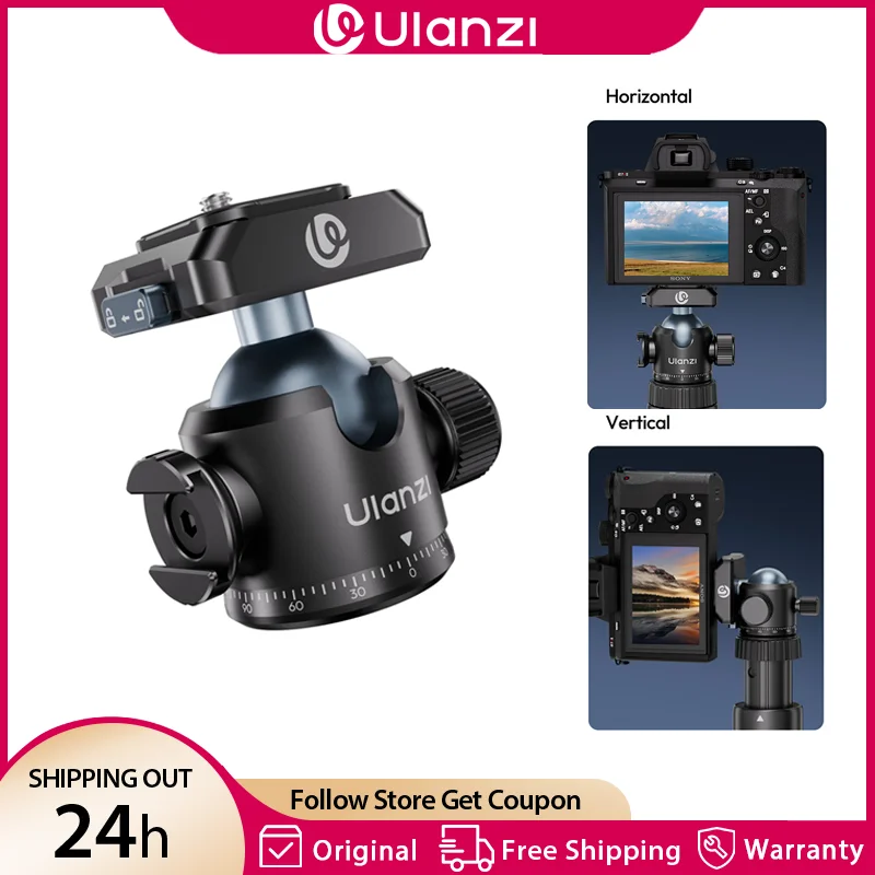 Ulanzi T100 Uka Interruptor horizontal y vertical con cabezal de bola ajustable 360 de liberación rápida para soporte de montaje en trípode Serie Uka Carga de 6 kg